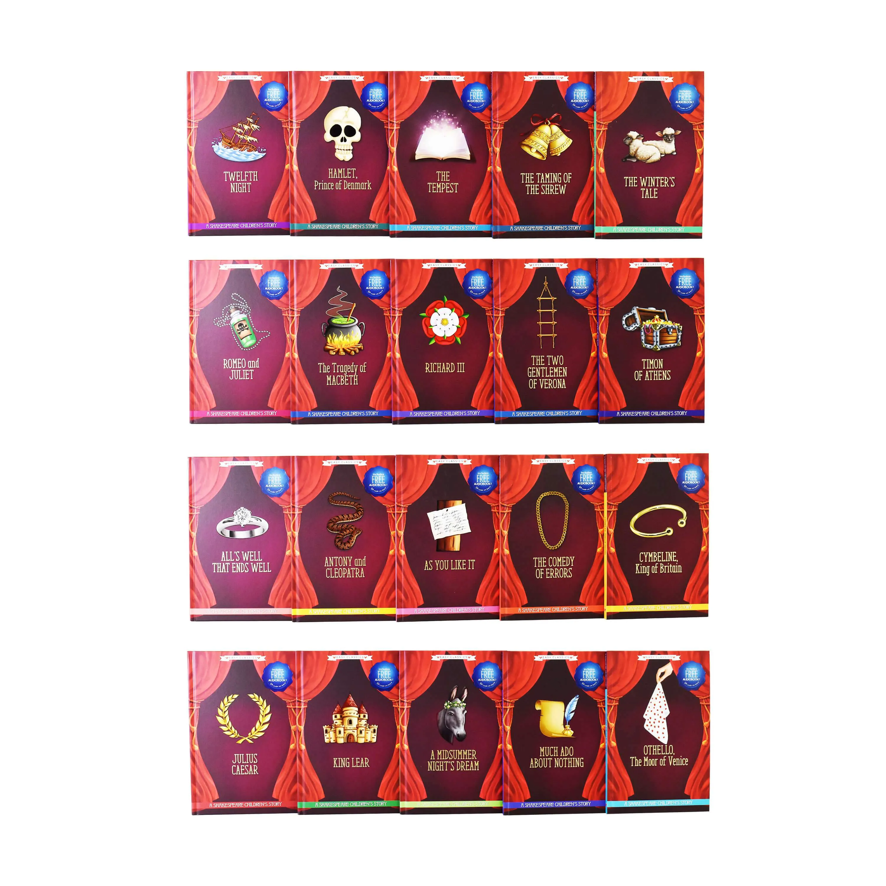 20 Shakespeare Easy Classics Childrens Stories The Complete Collection - Includes FREE (QR codes) - Age 7 - Hardback