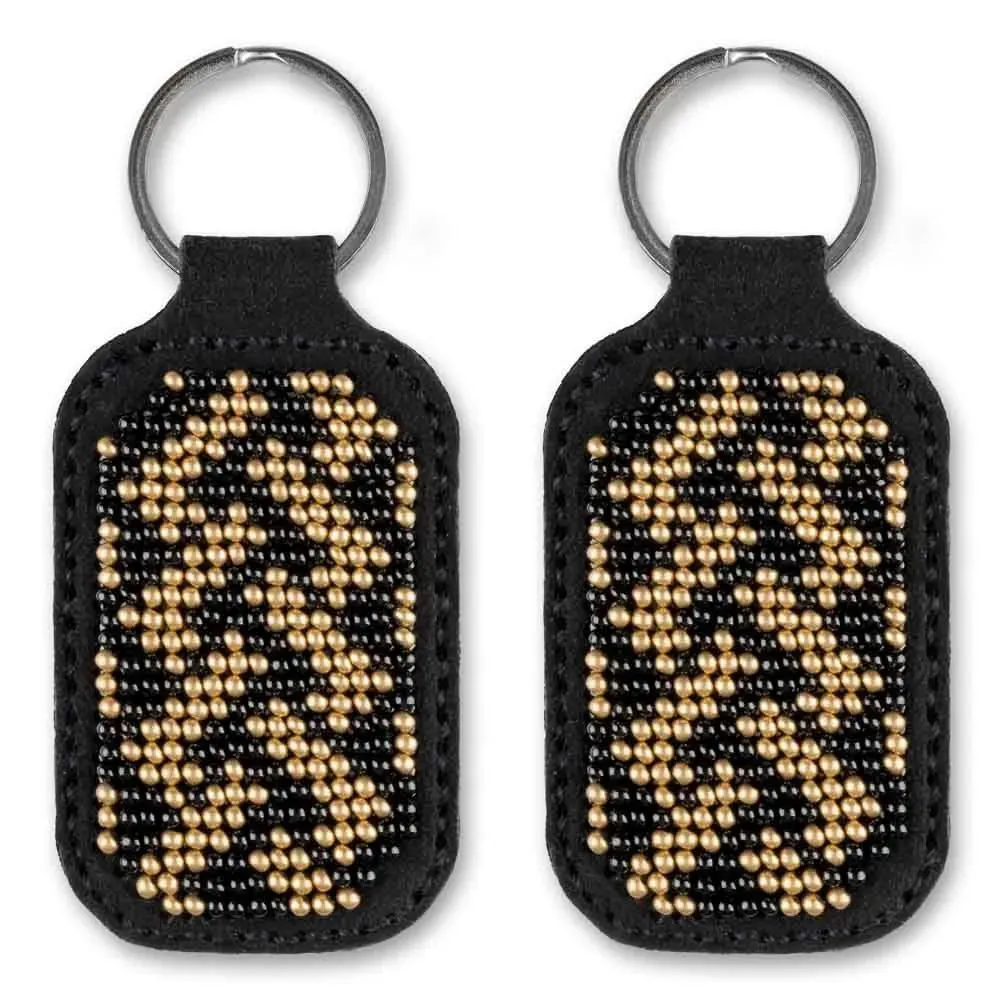 Bead embroidery kit on artificial leather Key ring FLBB-096