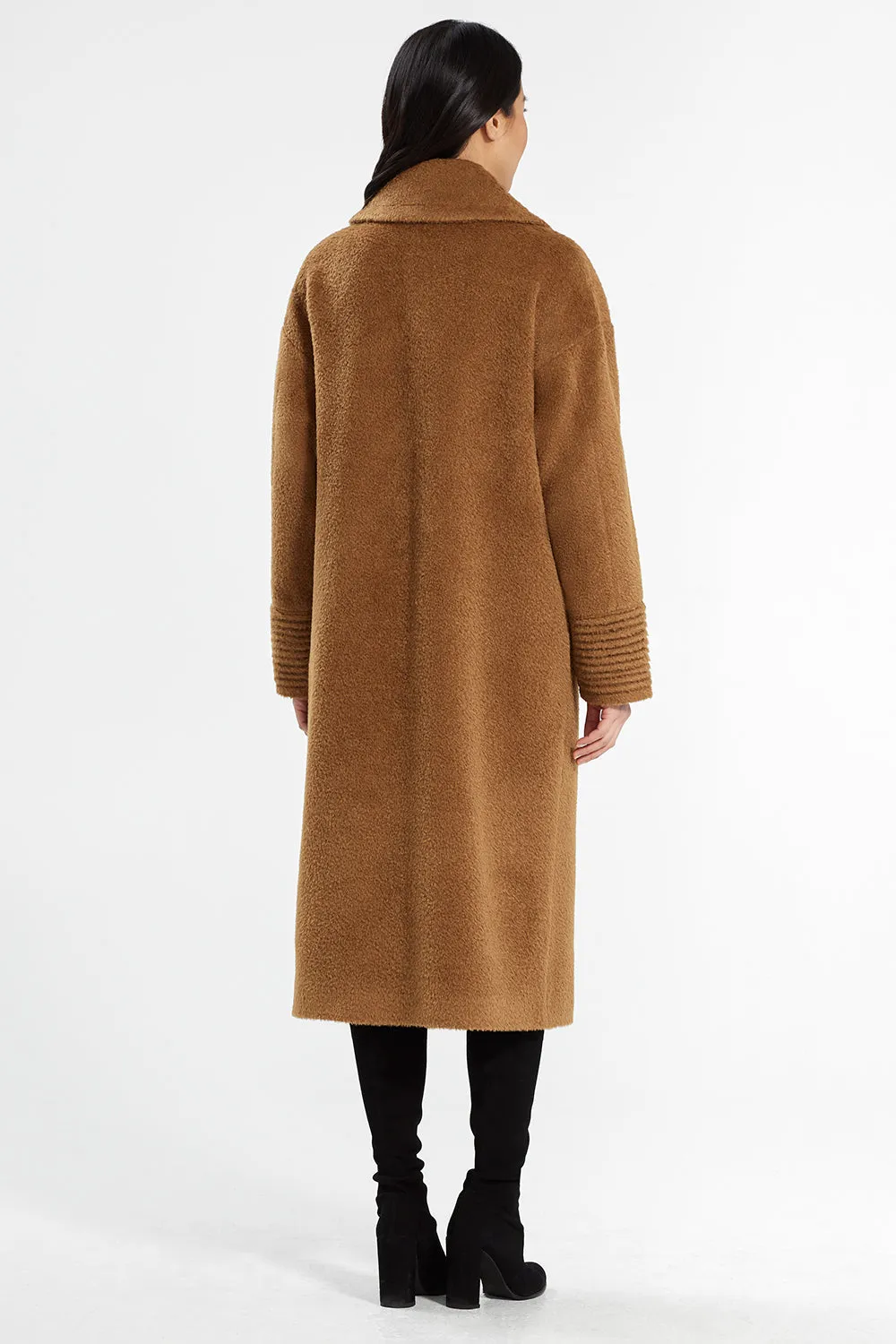 Bouclé Alpaca Long Oversized Notched Collar Coat