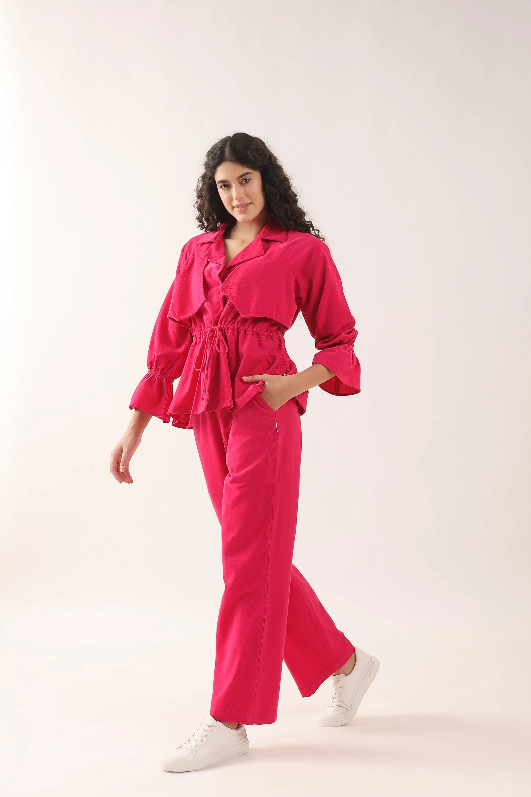 Cranberry Popsicle Cotton Corduroy Coord Set